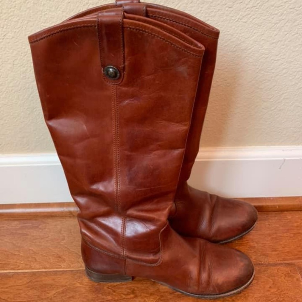 Frye Melissa Button Cognac Leather Boots (Size 8)